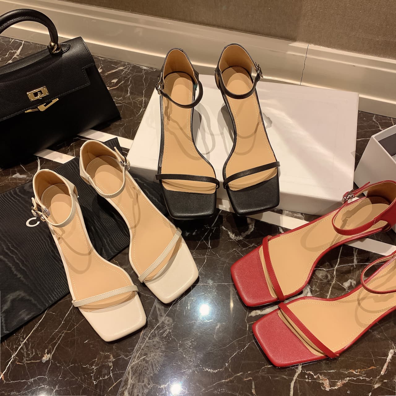 Block Heel Adjustable Ankle Sandals