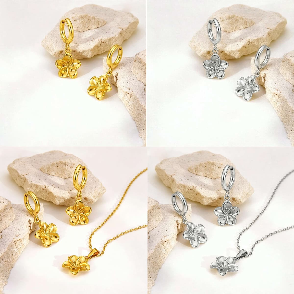 Stainless Steel Flower Jewelry Set