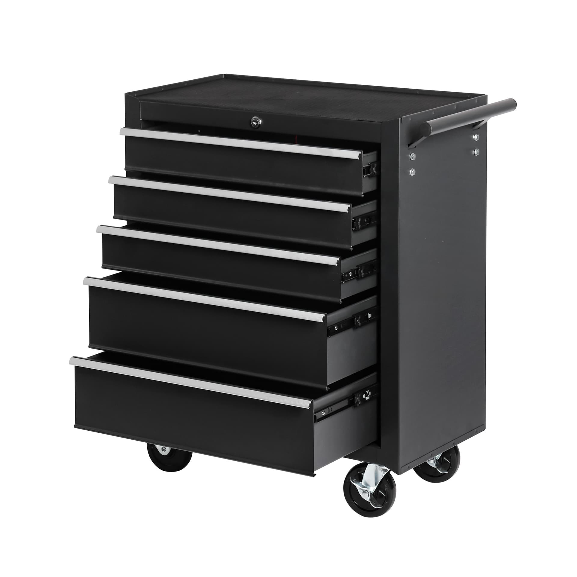 5-Drawer Rolling Tool Chest W Lock & Key, Tool Storage Cabinet With Wheels, Top Cushion & Drawer Liners, Tool Organizer Box For Garage, Warehouse & Repair Shop