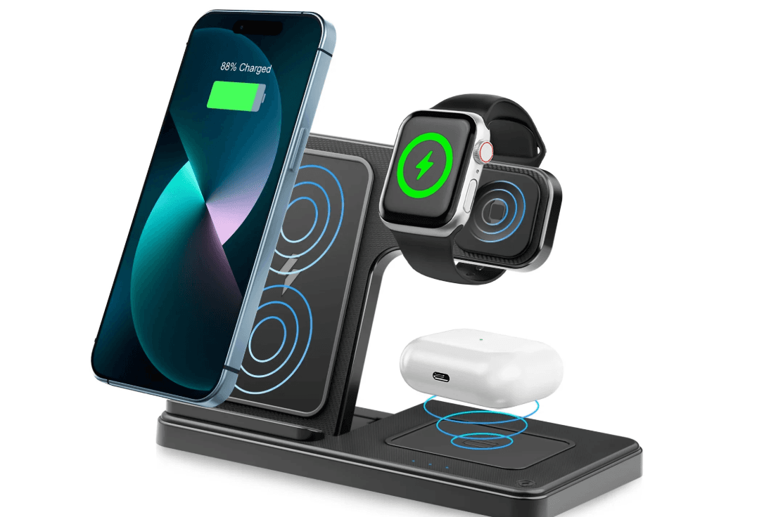 3 In 1 Magnetic Wireless Charger Stand 15W Fast Charging Dock Station Multiple Devices
