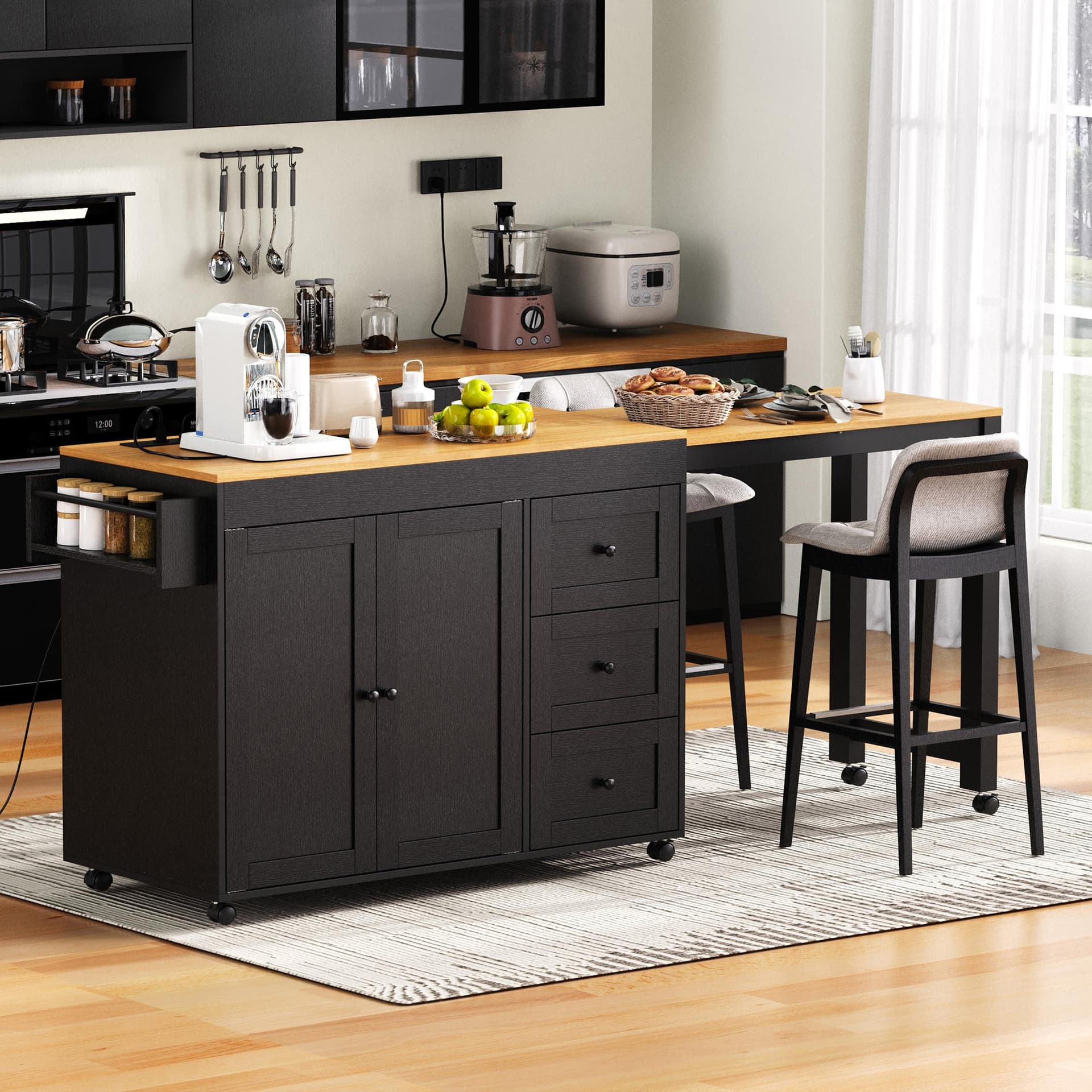 Extendable Rolling Kitchen Island