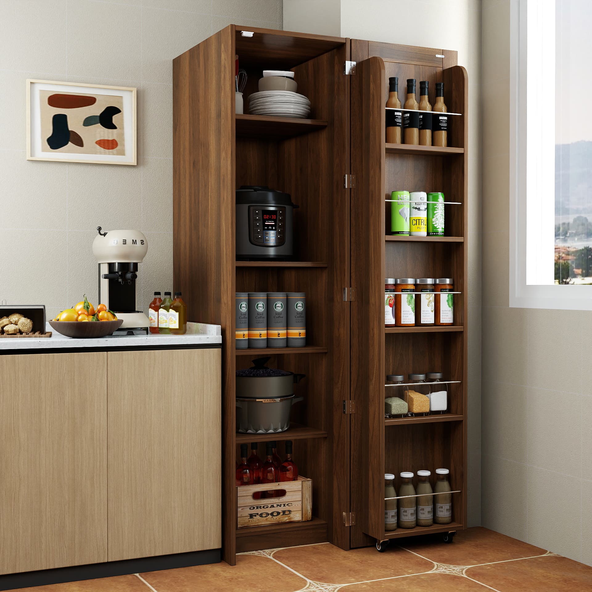 Freestanding Pantry Storage Cabinet