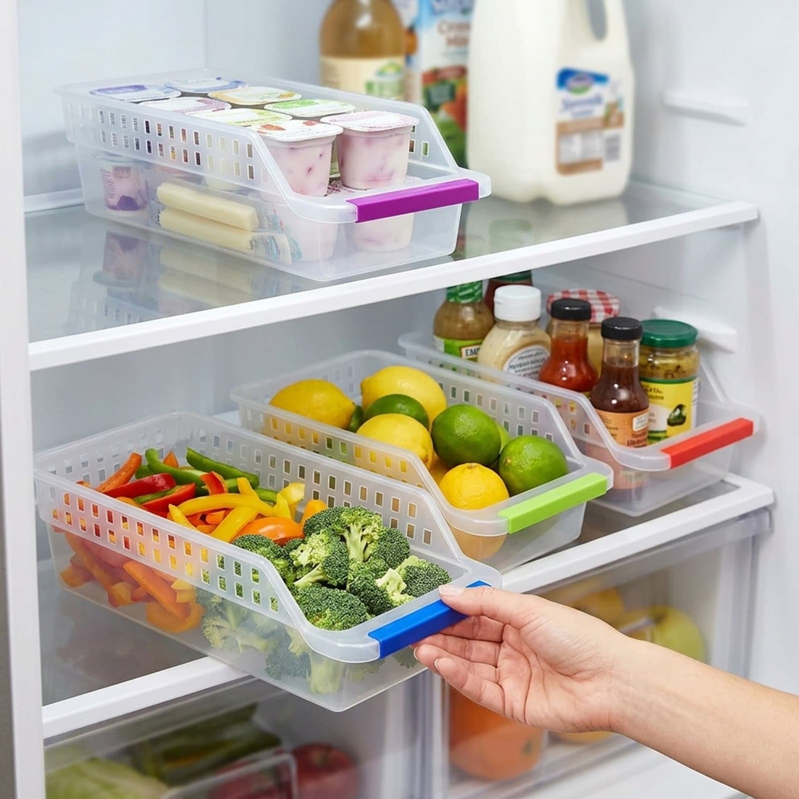 10-Piece Refrigerator Organizer Set – 6 Drawers & 4 Mats For Kitchen, Event, And Party Supplies