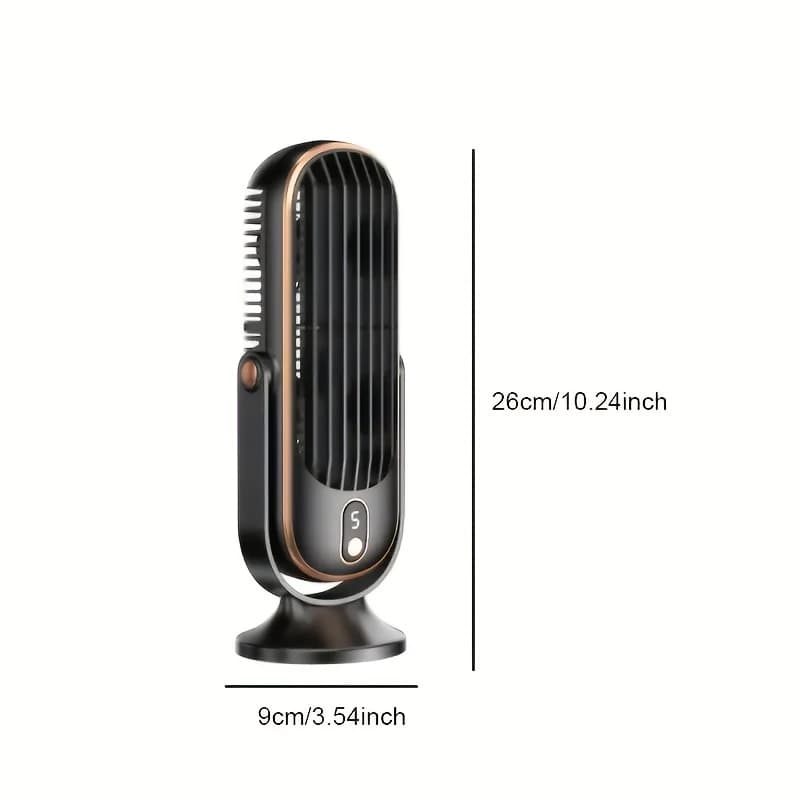 Desk Double Fan Double Motor 5 Speed 720° Surrounding Blow 1200mAh Portable Desktop Tower Fan For Travel Camping Outdoor Black