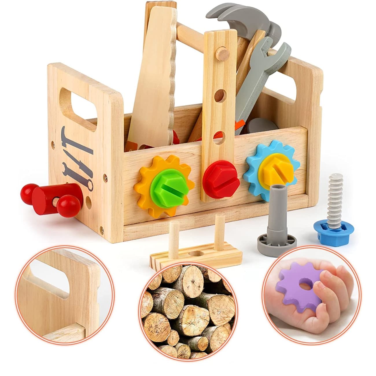 Multi-Piece Wooden Tool Set