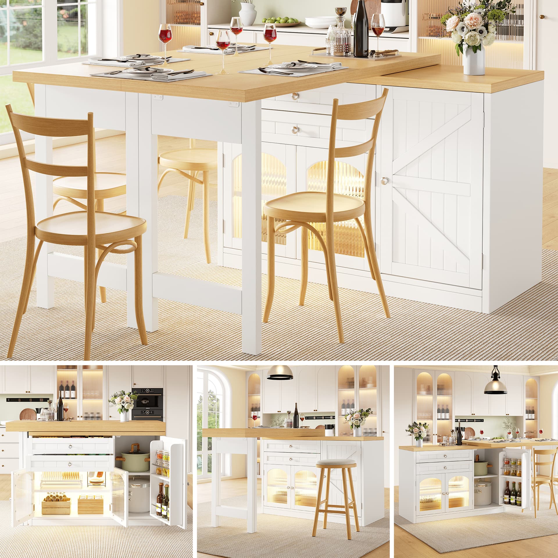 Extendable Rotating Kitchen Island