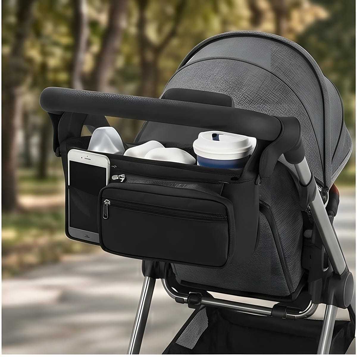 Black Stroller Organizer Storage Bag