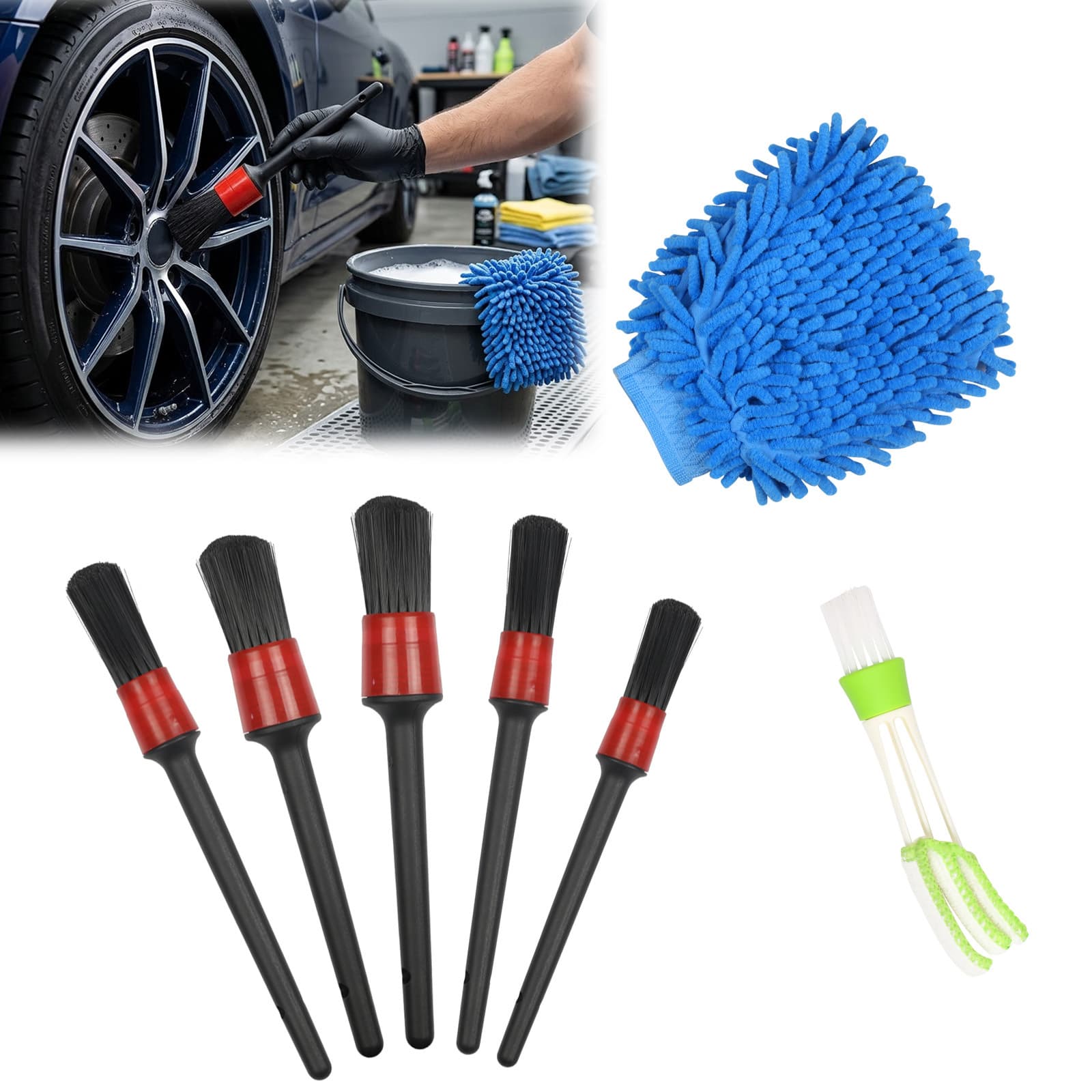 Five-Piece Car Detailing Brush Set