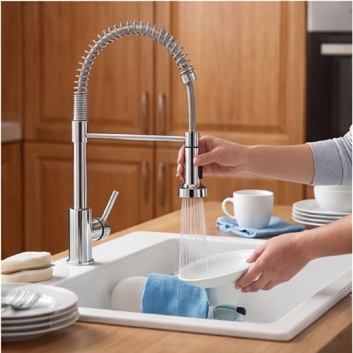 Spring Loaded Kitchen Faucet