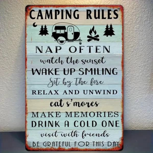 Vintage Camping Rules Sign