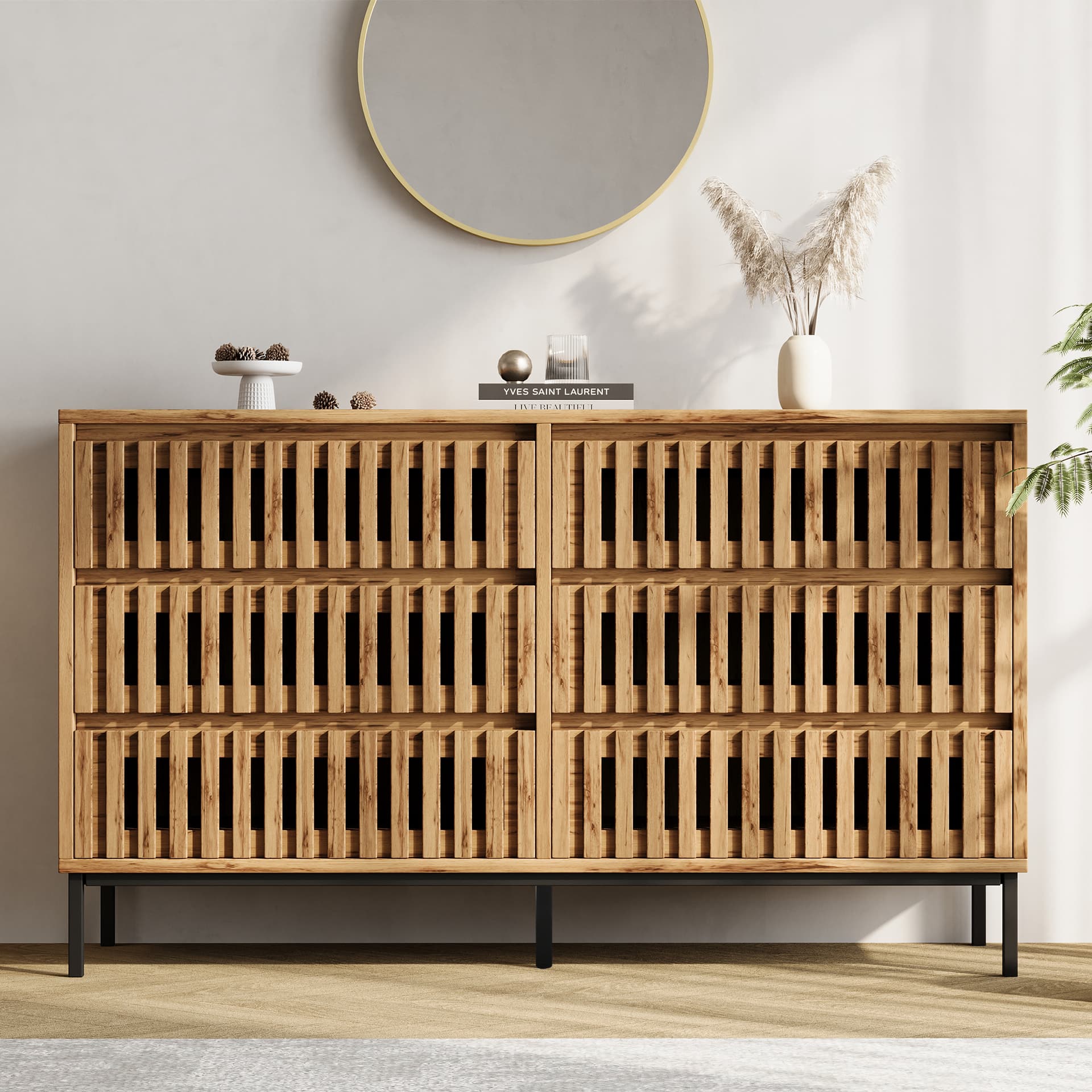 Wooden Openwork Kitchen Storage Sideboard