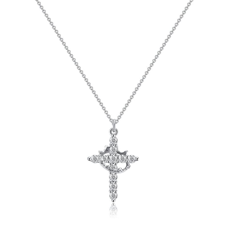 Rotatable Crown Cross Necklace