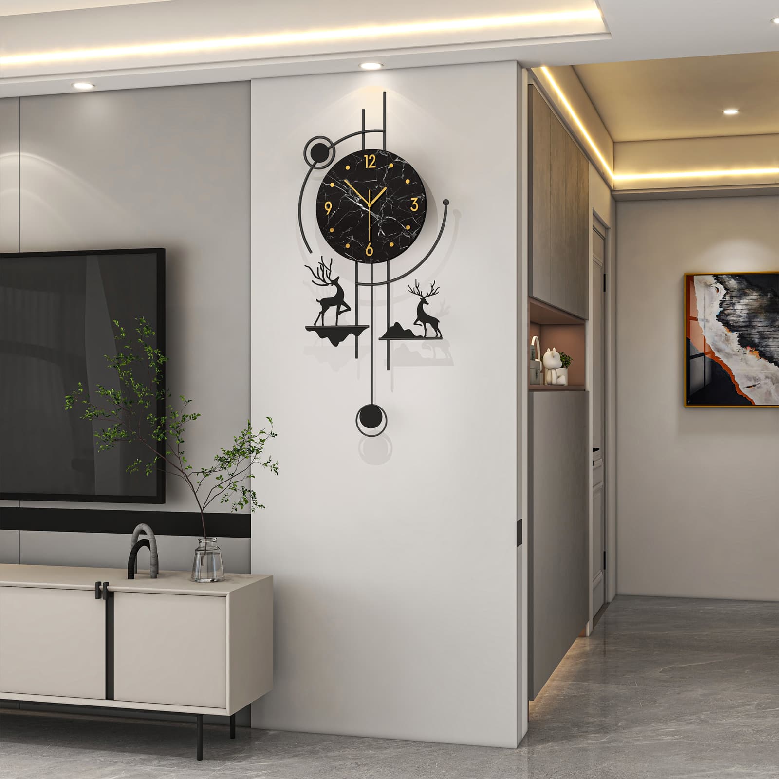 Modern Metal Deer Decorative Wall Clock