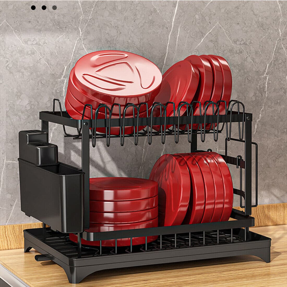 Two-Tier Dish Drainer Rack System