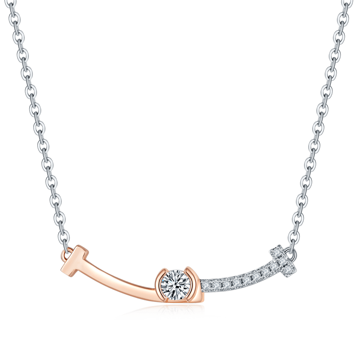 Two-Tone Moissanite Smile Necklace