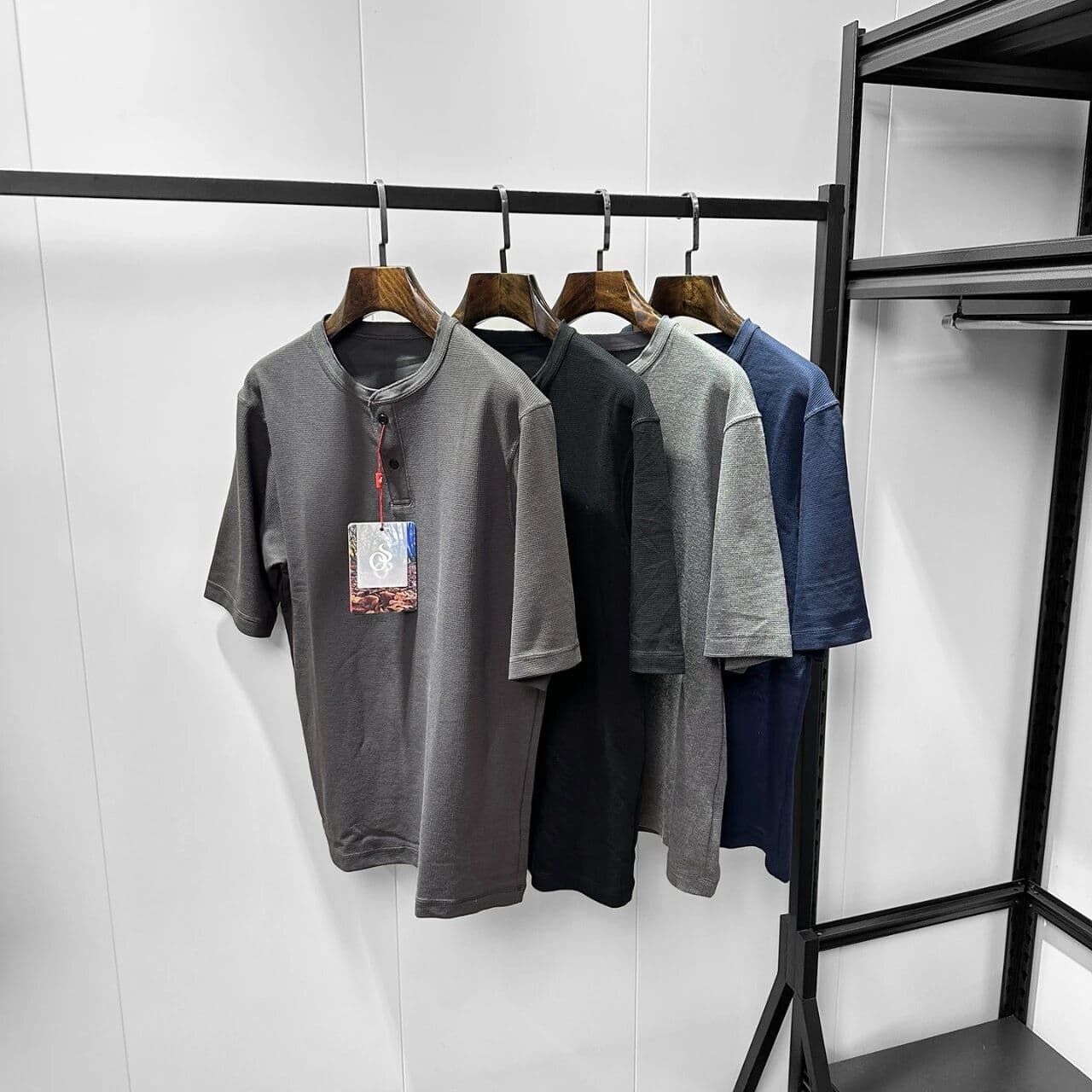 Waffle Knit Henley T-Shirt