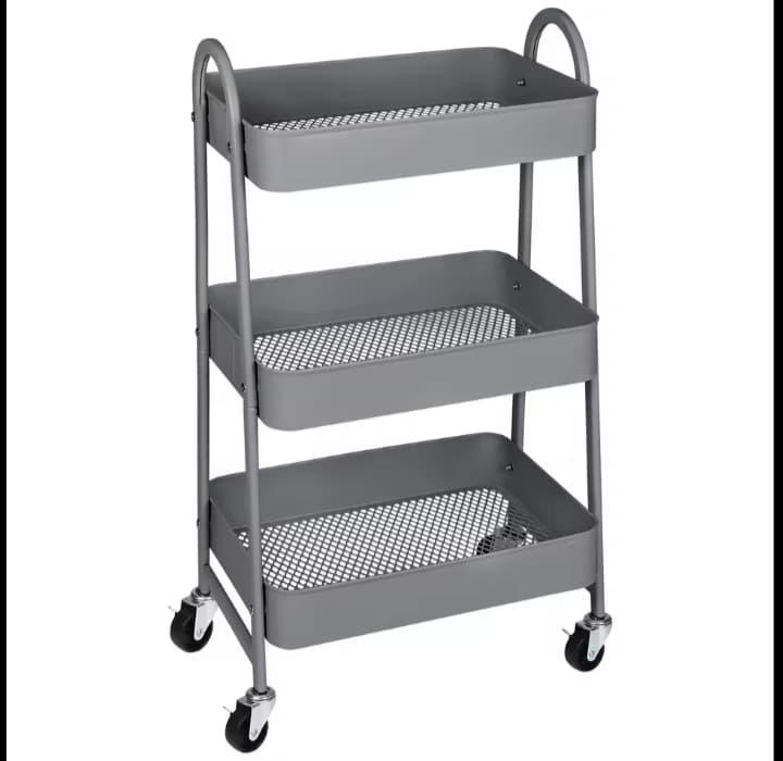 Mobile 3-Tier Metal Storage Cart