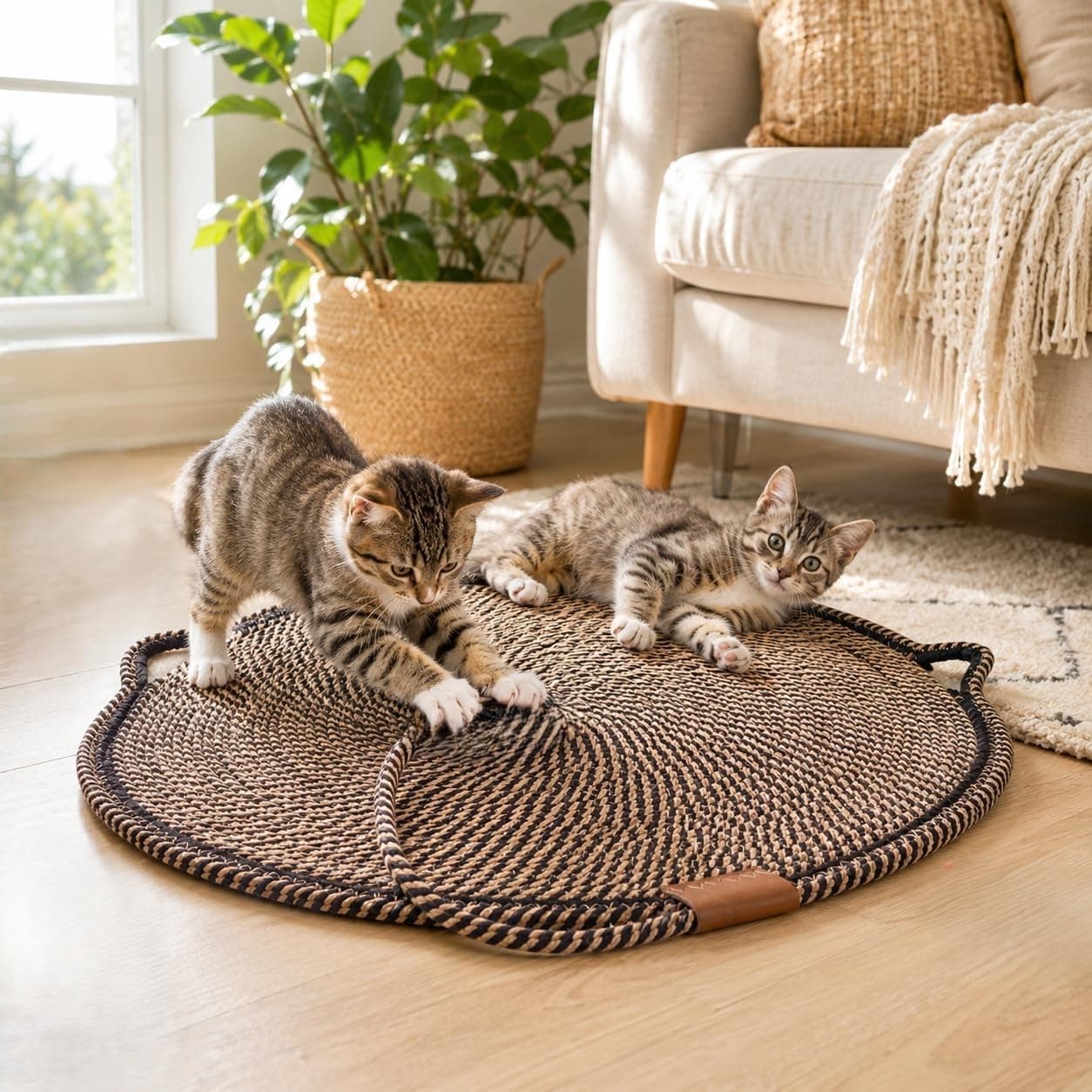 Cat Scratch Pad Round Woven