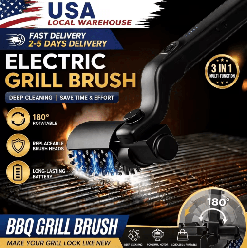 Cordless Electric Grill Brush 3 Speed Heavy Duty BBQ Cleaner With Steam Effect And Stainless Steel Bristles