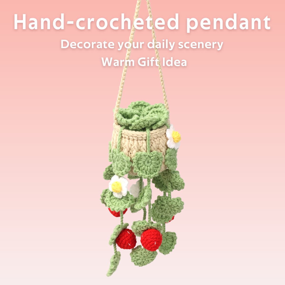Crochet Strawberry Hanging Decor