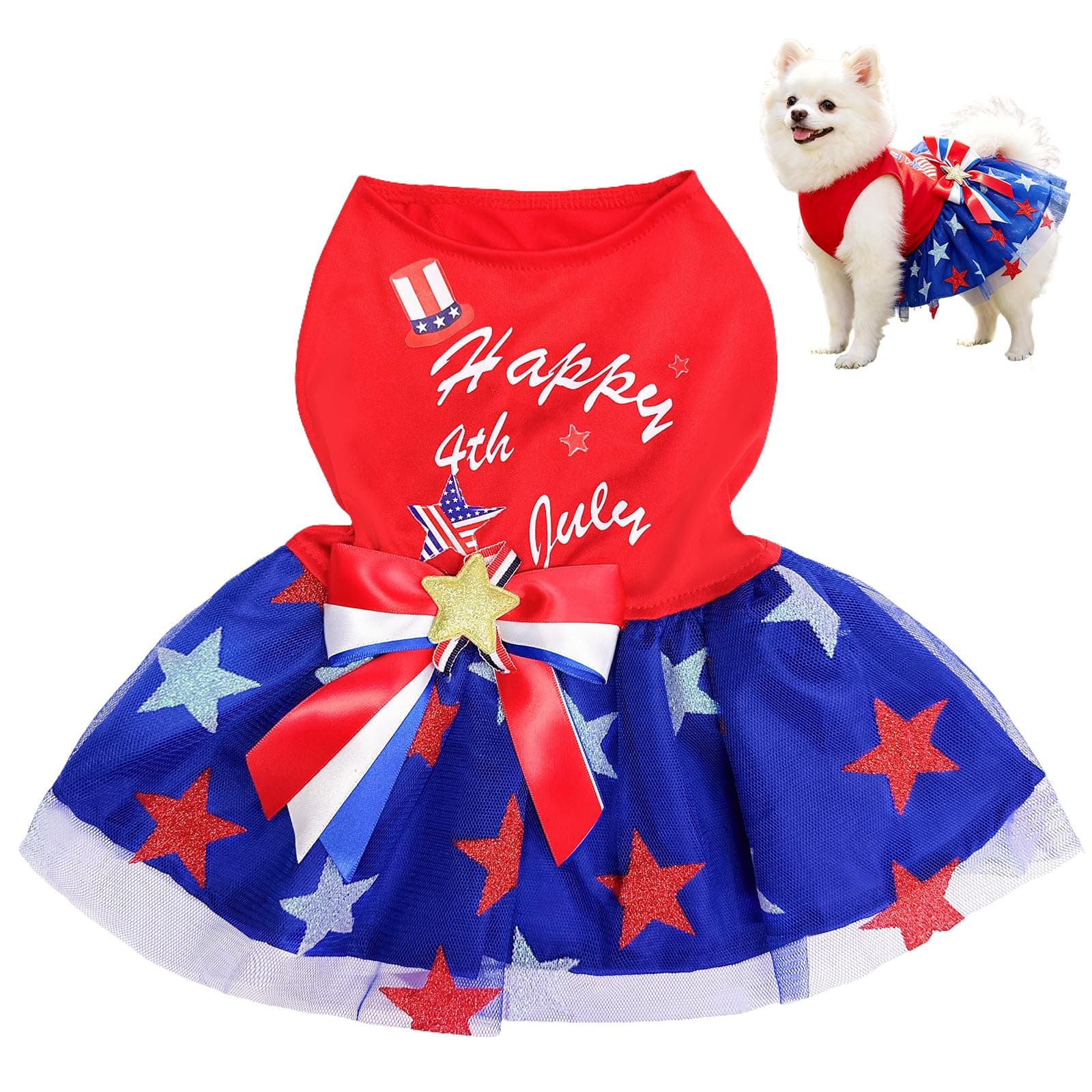 Patriotic Sparkle Dog Dress