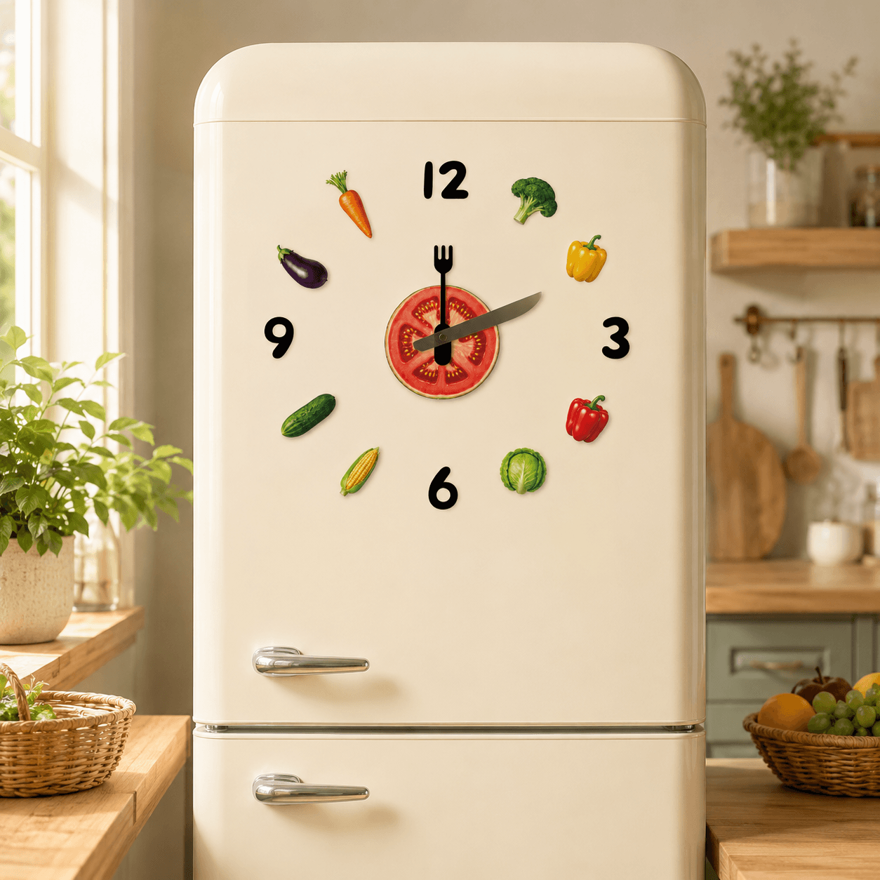 Veggie Assorted Magnetic Refrigerator Clock