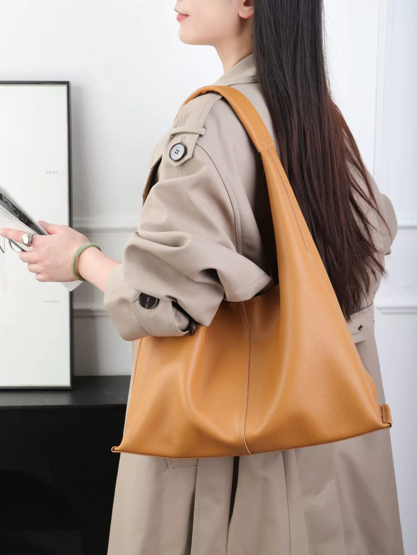 Soft Leather Underarm Tote