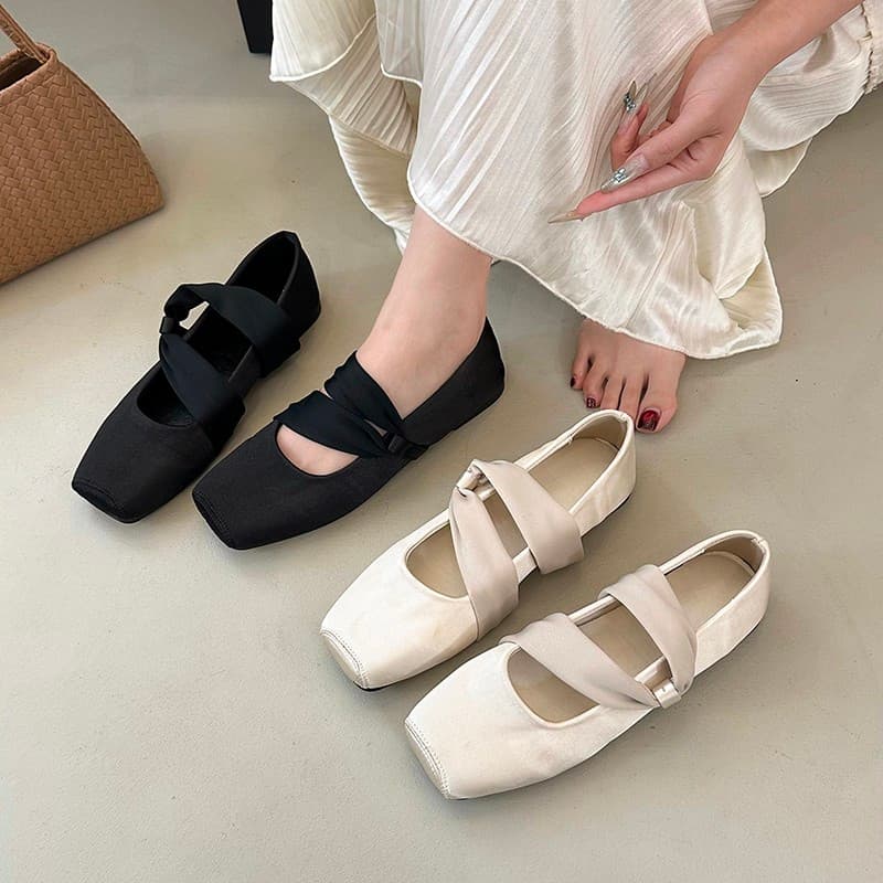 French Cross Satin Ballet Flats