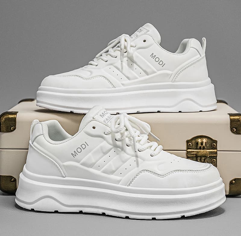 Men's White Leather Skate Shoes