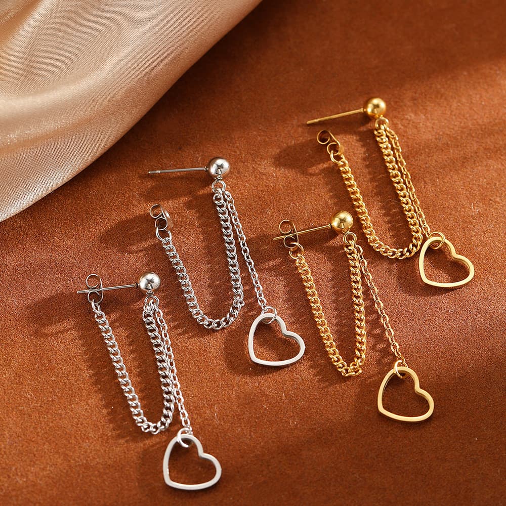 Women's Hollow Heart Tassel Earrings