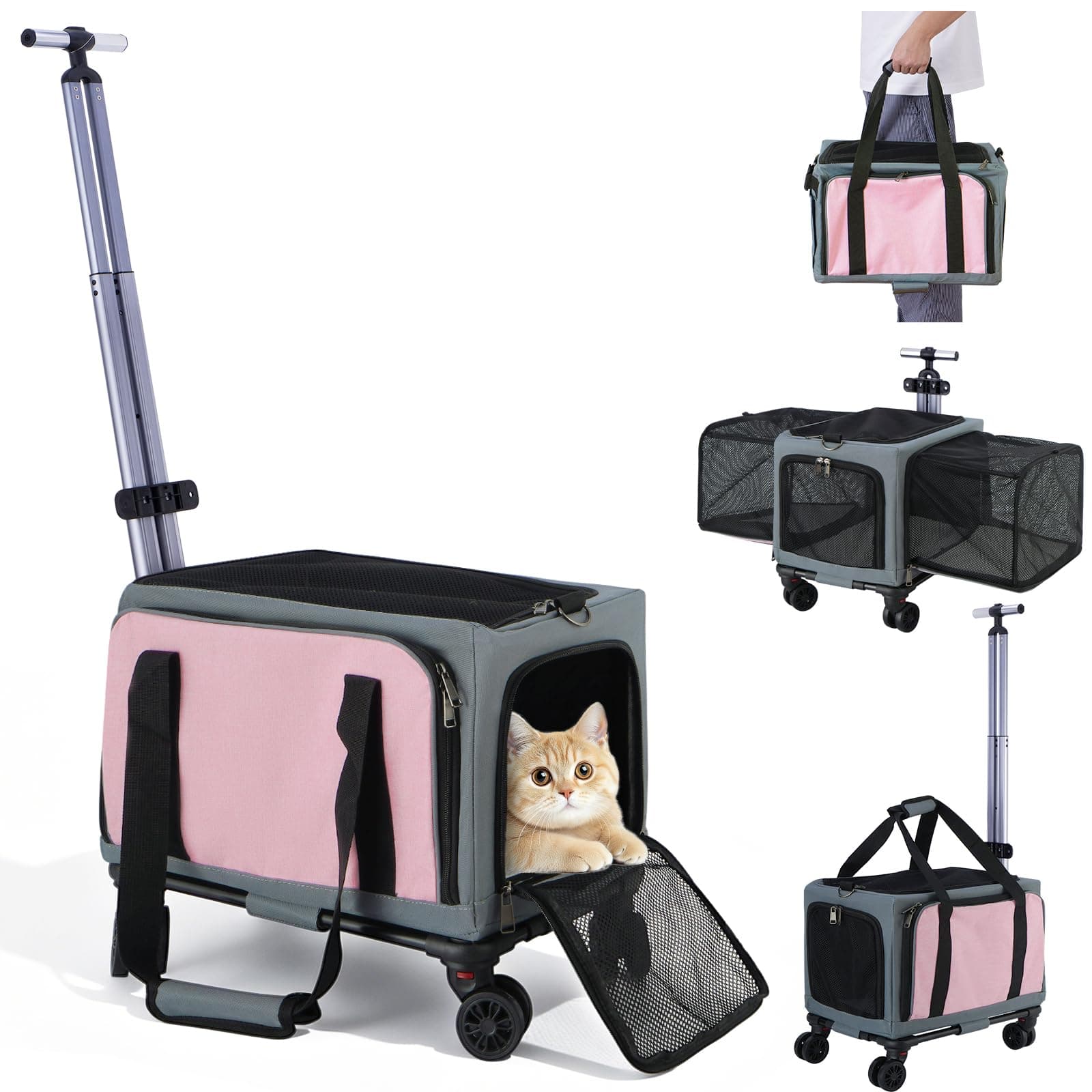 Rolling Pet Carrier With Wheels