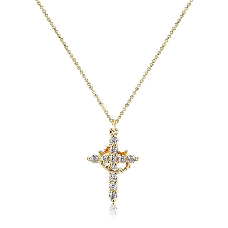 Cross Crown Cubic Zirconia Necklace