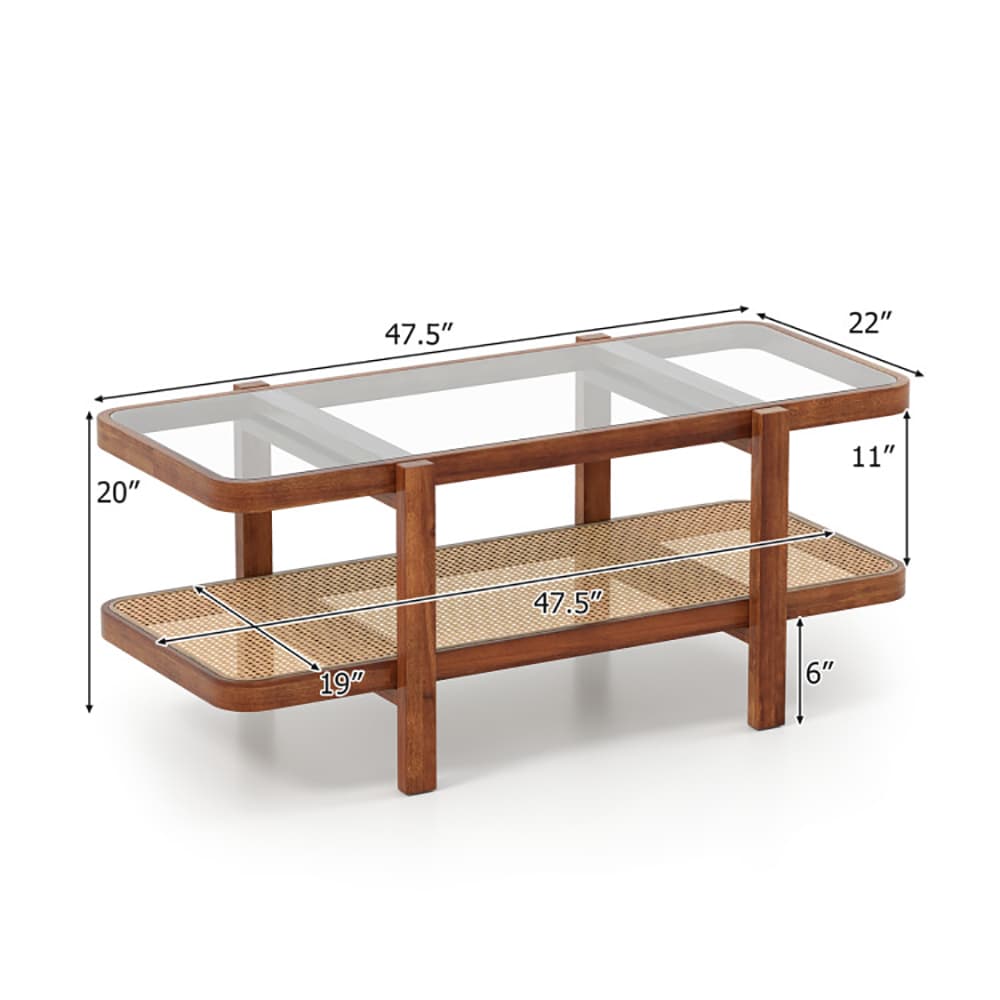 Modern Rattan Storage Coffee Table
