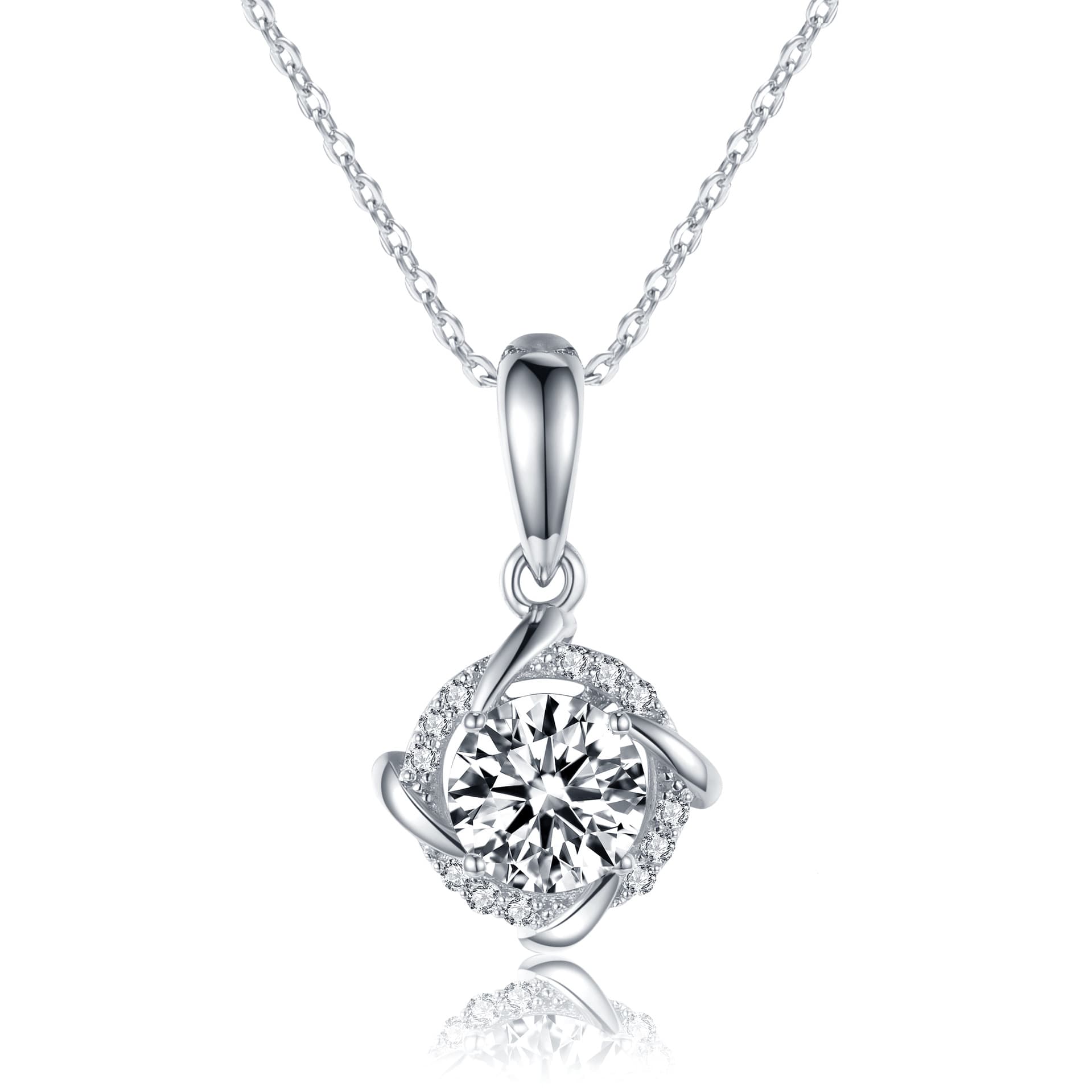 Twisted Moissanite Silver Necklace