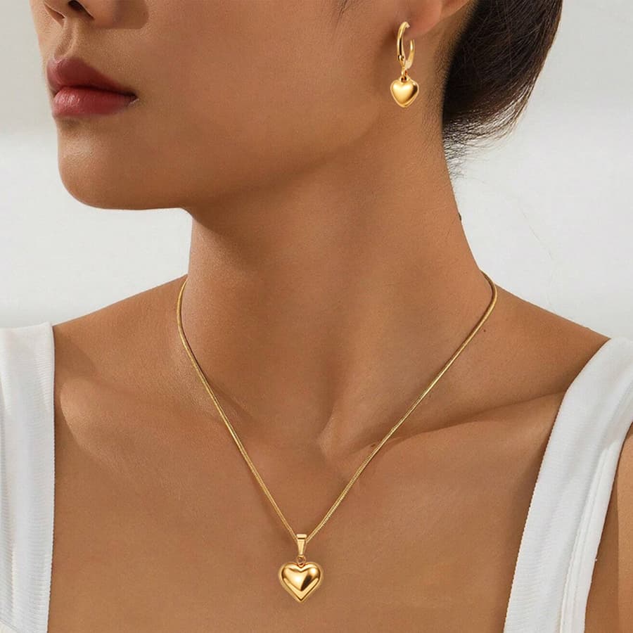 Women's 3D Puffy Heart Jewelry Set