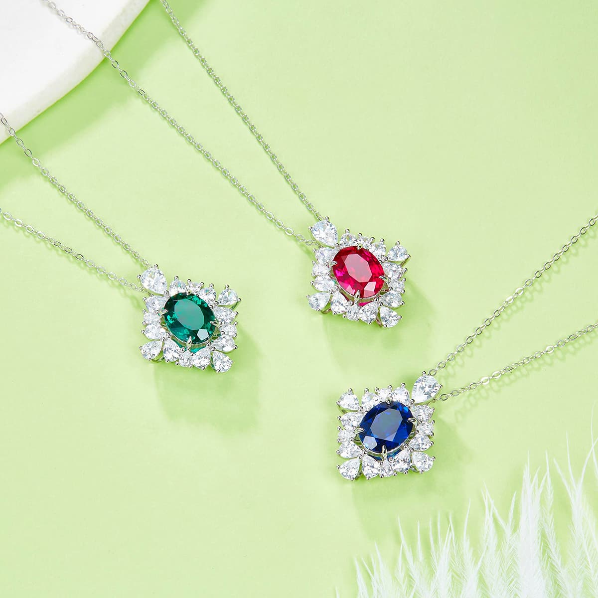 Floral Halo Gemstone Necklace