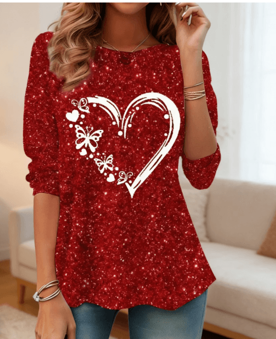 Romantic Heart Print Tee