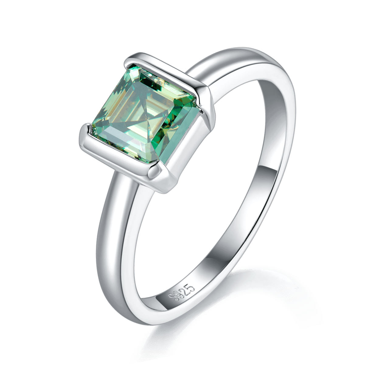Green Moissanite Solitaire Ring