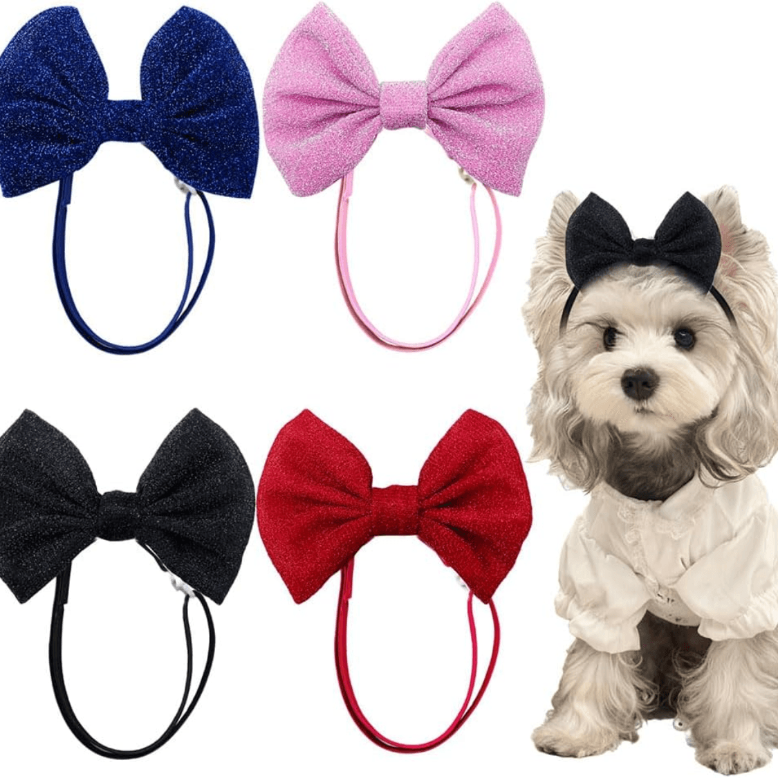 Dog Hair Bow Headbands Set