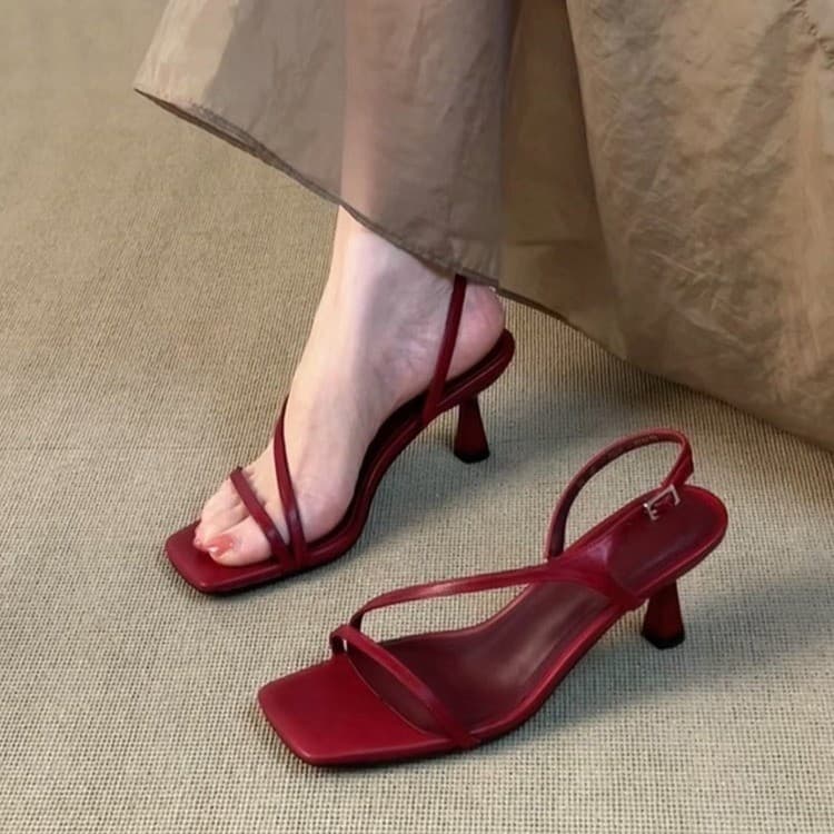 French Open Toe Heeled Sandals