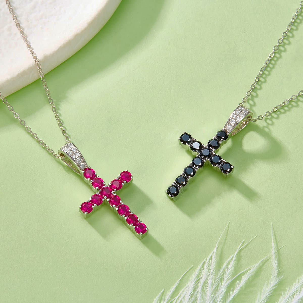 Ruby Cross Sterling Silver Necklace