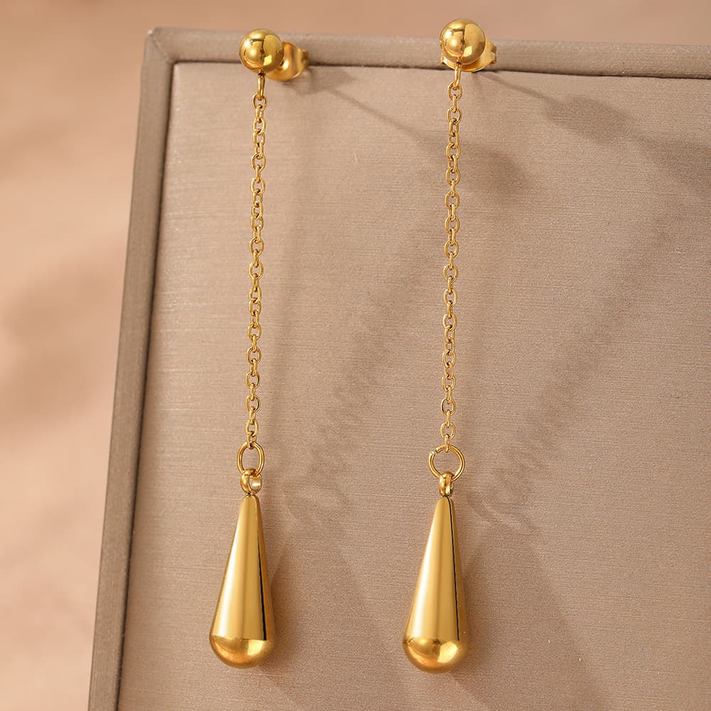Minimalist Teardrop Chain Earring Set