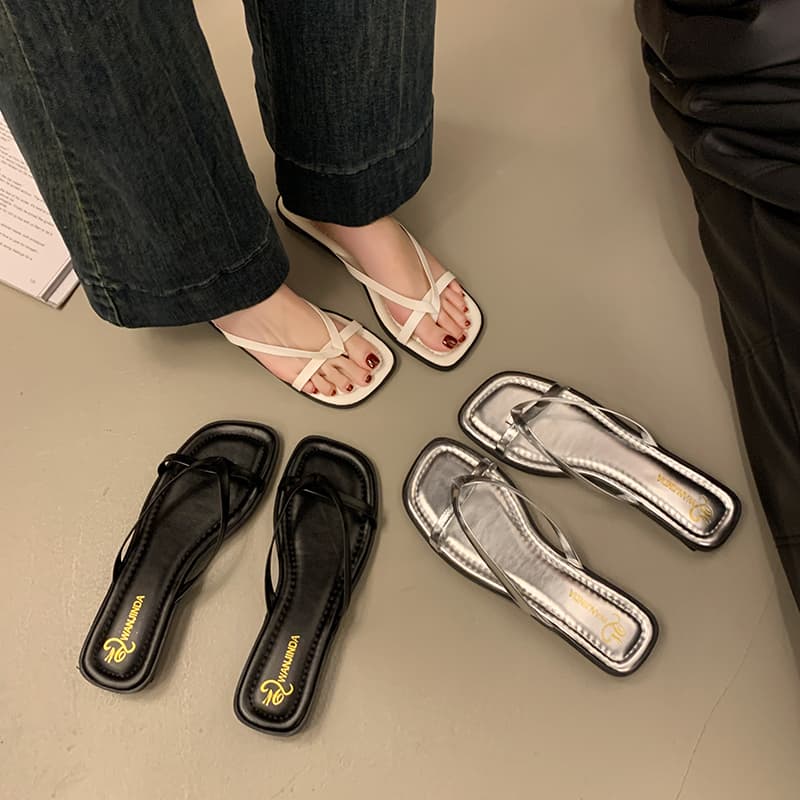 Women's Square Toe Thong Slides
