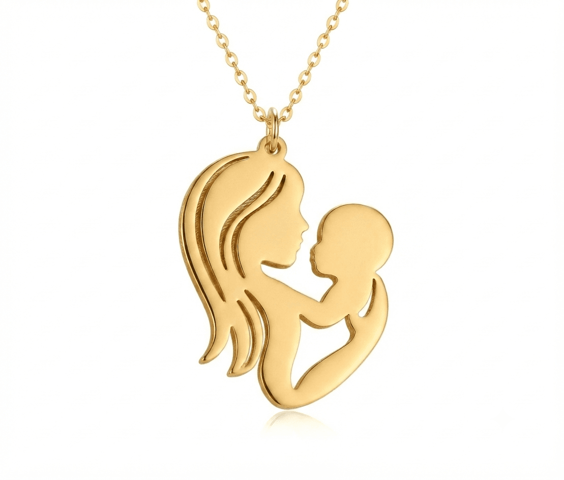 Mother Baby Gold Necklace