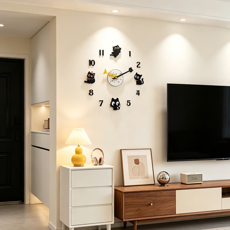 Black Cat Silent Wall Clock