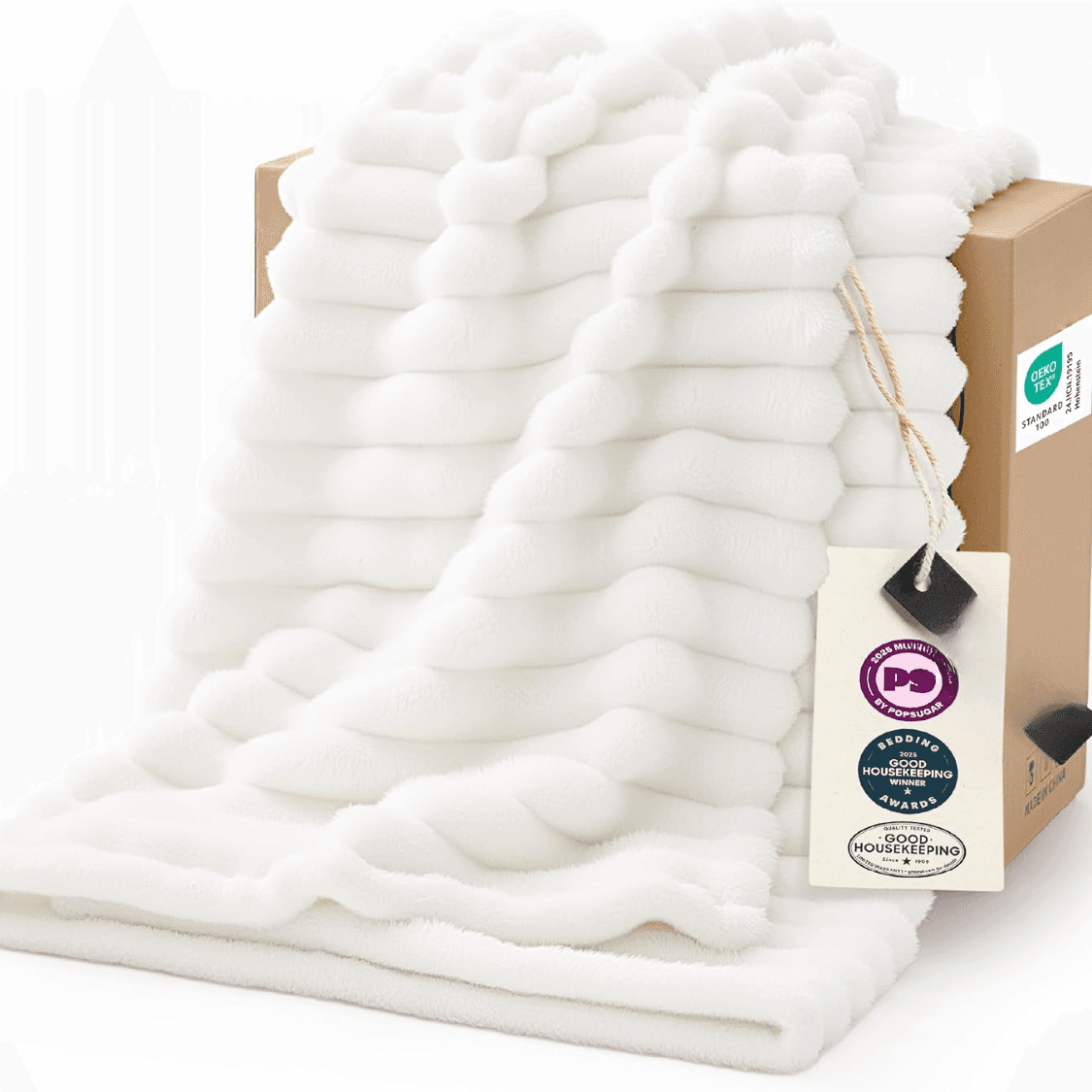 Cozy White Fleece Throw Blanket