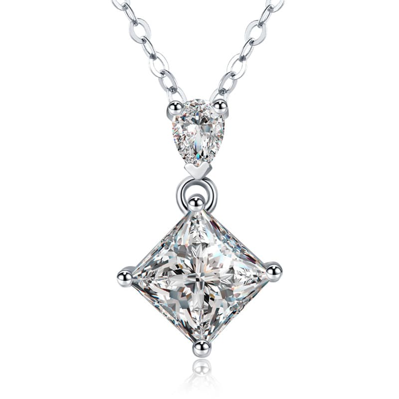 Two-Stone Moissanite Silver Necklace