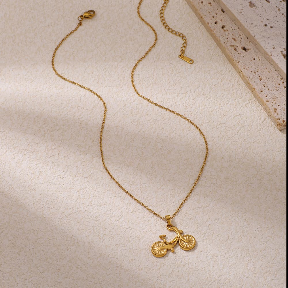Stainless Steel Bicycle-shaped Pendant Necklace