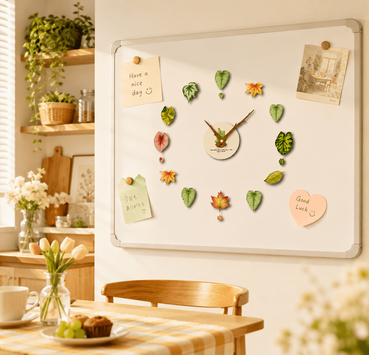 Green Leaf Magnetic Fridge Clock
