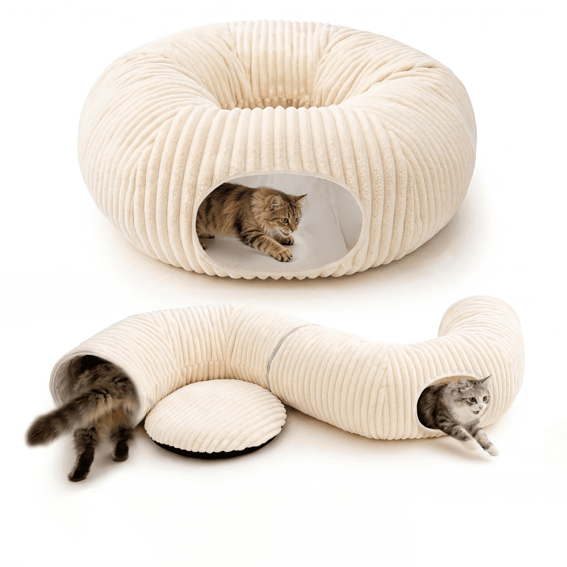Cat Tunnel Bed With Interactive Toys